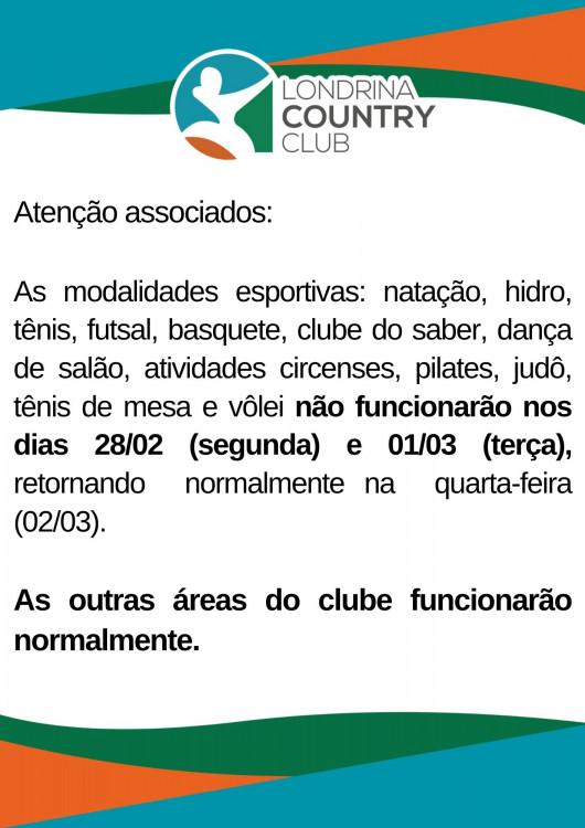 Funcionamento Semana Carnaval